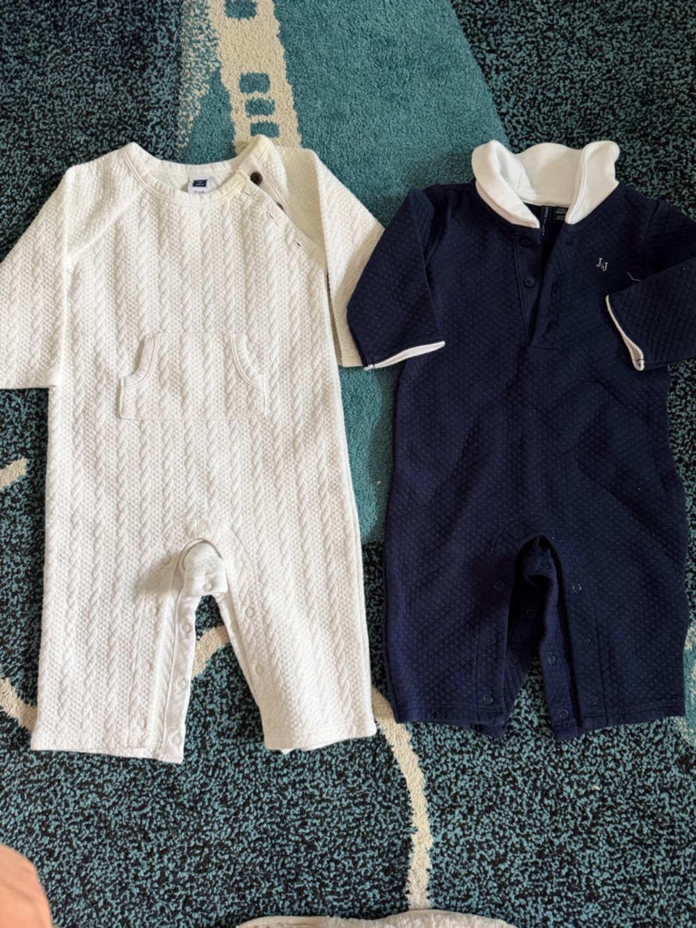 Janie and Jack Navy and White Knit One-Piece Set